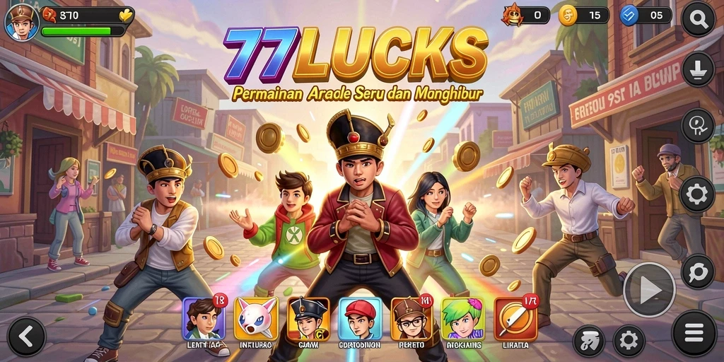 Screenshot gameplay 77LUCKS menampilkan keseruan saat bermain Arcade.