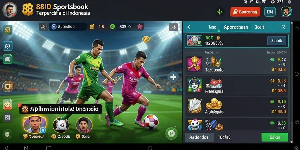 Antarmuka menarik dari gameplay Sportsbook 88ID.