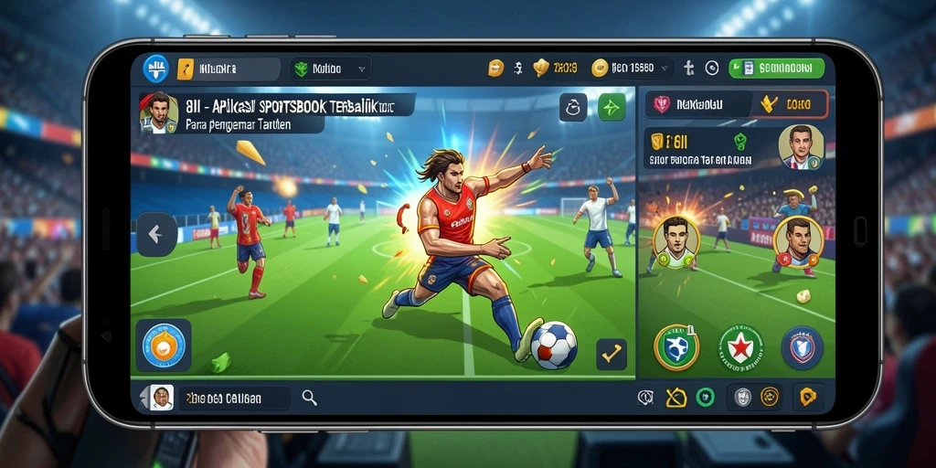 Gambaran tampilan aplikasi Sportsbook 8II dengan fitur taruhan langsung.