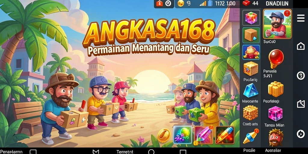 Screenshot utama game ANGKASA168 menampilkan gameplay puzzle yang seru.