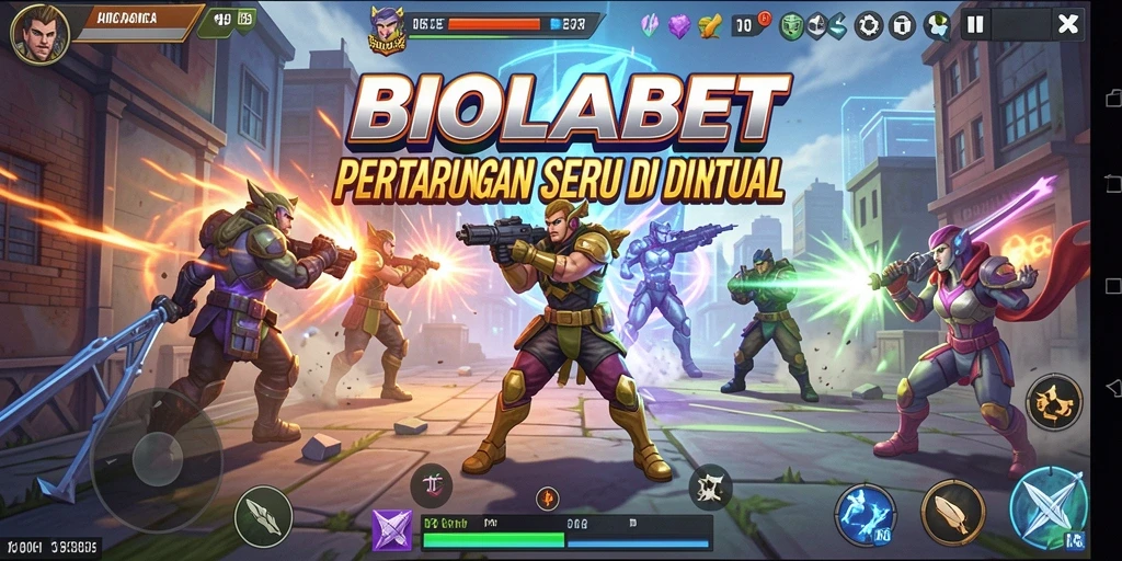 Tampilan gameplay seru dalam BIOLABET menunjukkan aksi pertarungan yang intens.