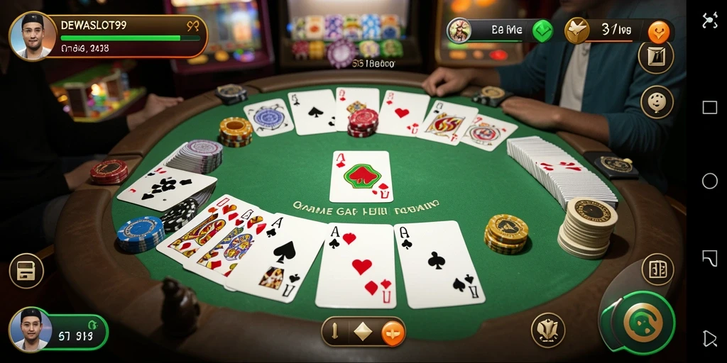 Tampilan gameplay seru dalam DEWASLOT99 dengan suasana Gaple yang menawan.