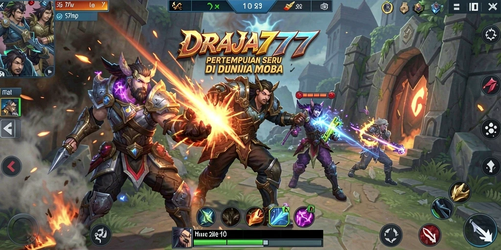 Gameplay DRAJA777 menampilkan aksi seru dalam permainan MOBA.