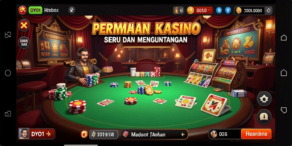 Screenshot DYO1 menampilkan gameplay Kasino yang mendebarkan.