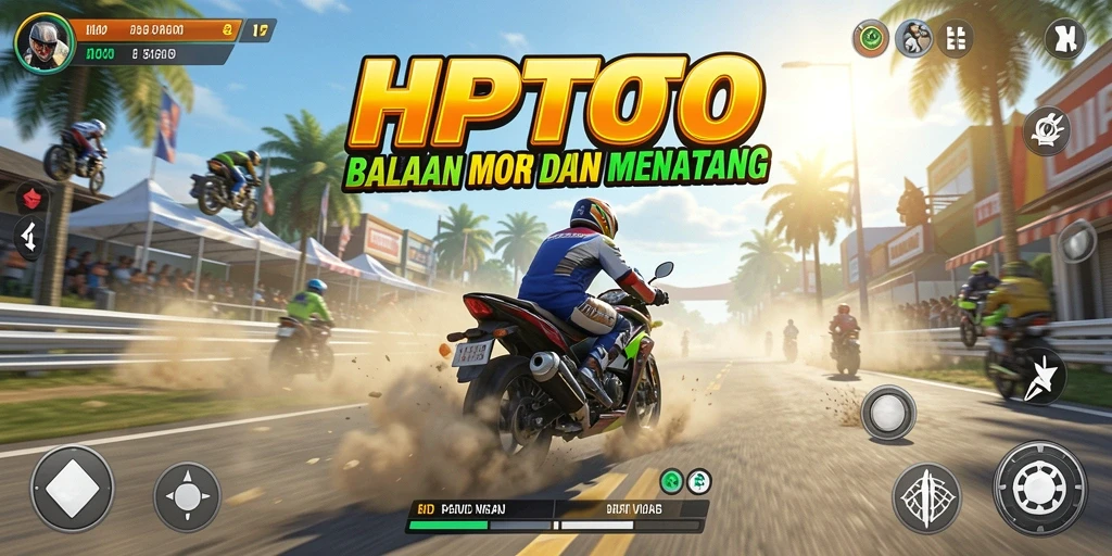 Tampilan gameplay HPTOTO yang mendebarkan saat balapan motor.