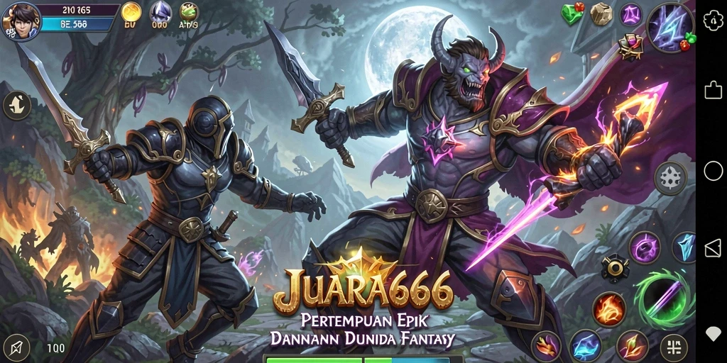 Tampilan gameplay ARPG JUARA666 yang menegangkan dan penuh aksi.