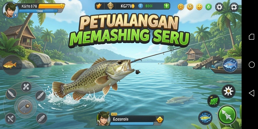 Tangkapan ikan besar di danau yang indah dalam KG778.