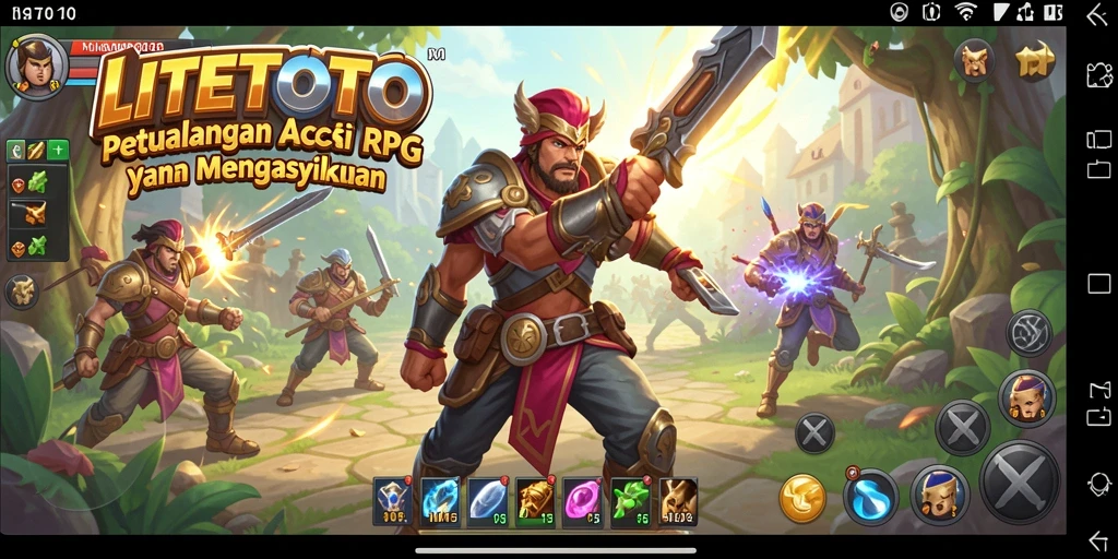 Screenshot gameplay LITETOTO menampilkan aksi pertempuran seru.