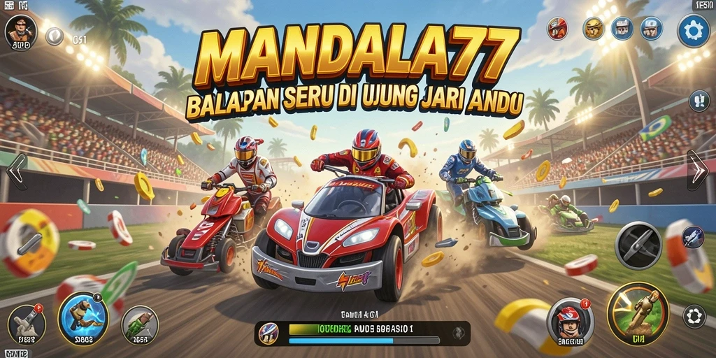 Screenshot MANDALA77 menampilkan aksi balap yang mendebarkan.