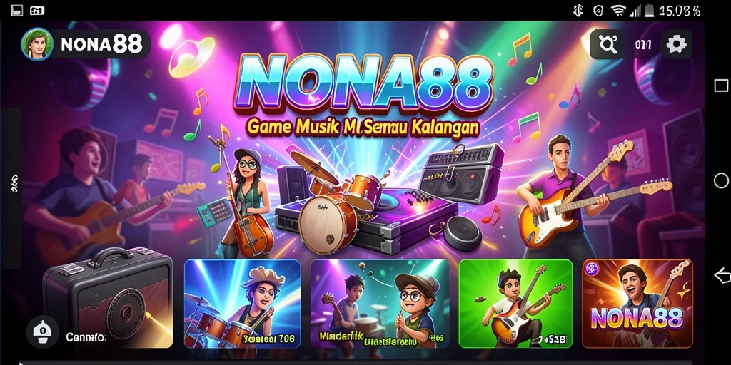 Screenshot NONA88 menampilkan gameplay seru dengan berbagai lagu dan tantangan.