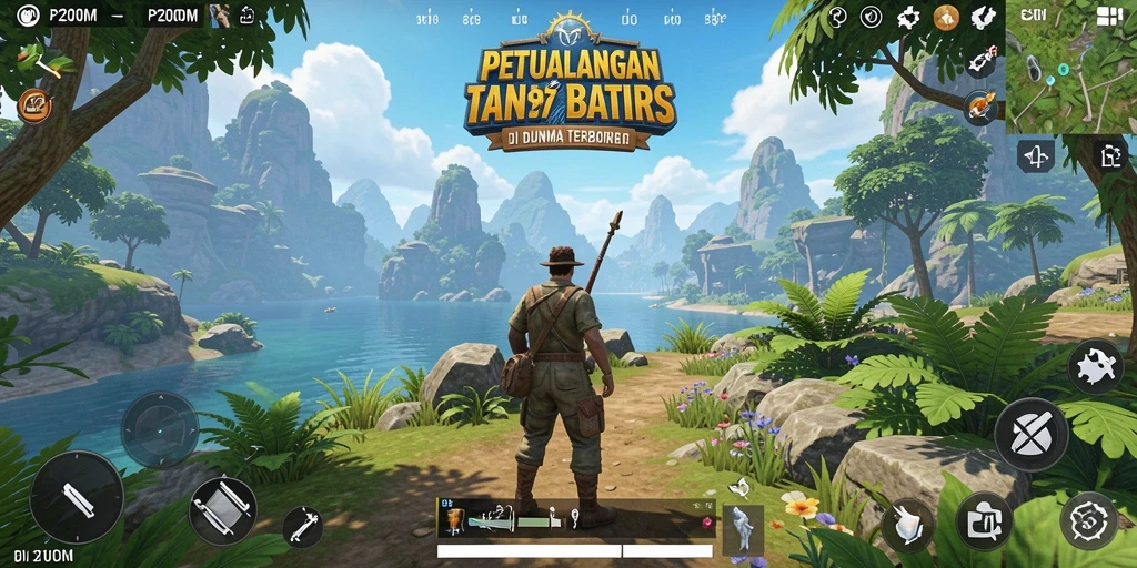 Screenshot gameplay P200M di dunia terbuka yang luas dan menakjubkan.