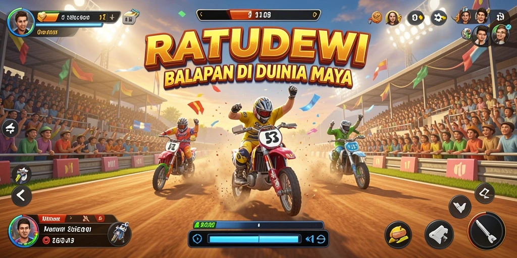 Gameplay yang menegangkan di trek balapan RATUDEWI.