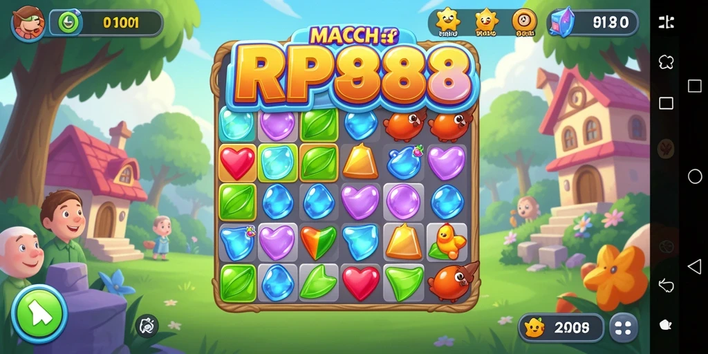 Tangkapan layar dari gameplay seru RP888 menunjukkan tantangan Match-3.