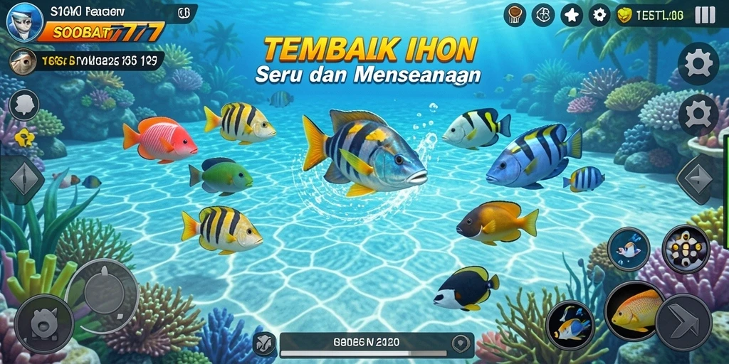 Screenshot gameplay SOBAT777 menampilkan aksi menembak ikan yang seru.